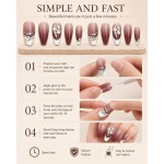 Wine‑Red Ombre French Pearl Rhinestone Long Tapered Coffin Press‑On Nails, Retro Luxury False Nails for Party